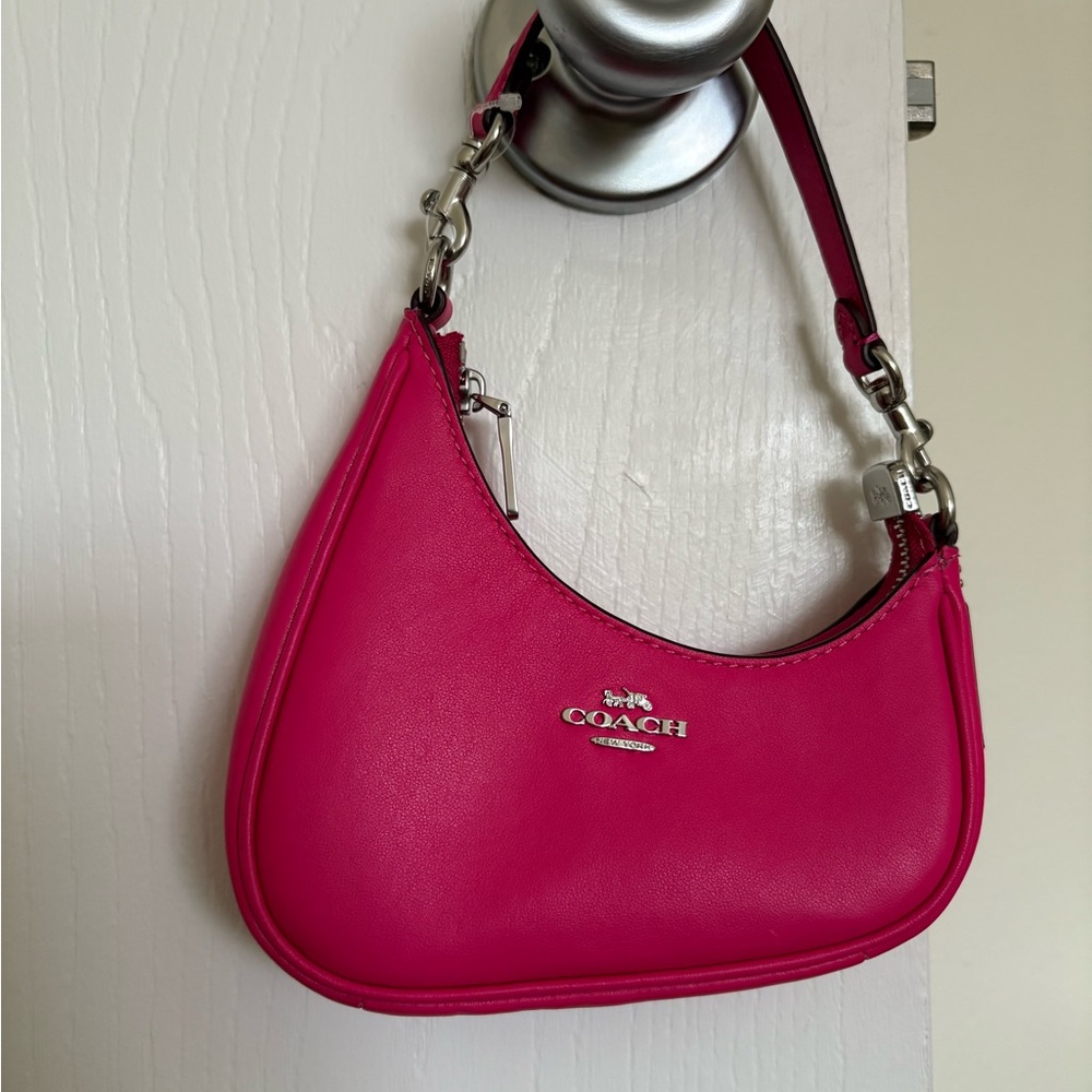 Coach Twisted Teri Leather Bag Charm, Dragonfruit, CBL11